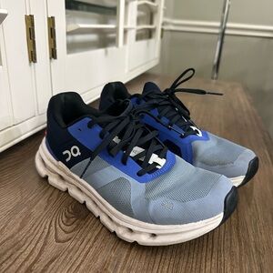 On Running Blue and Black Athletic Shoes